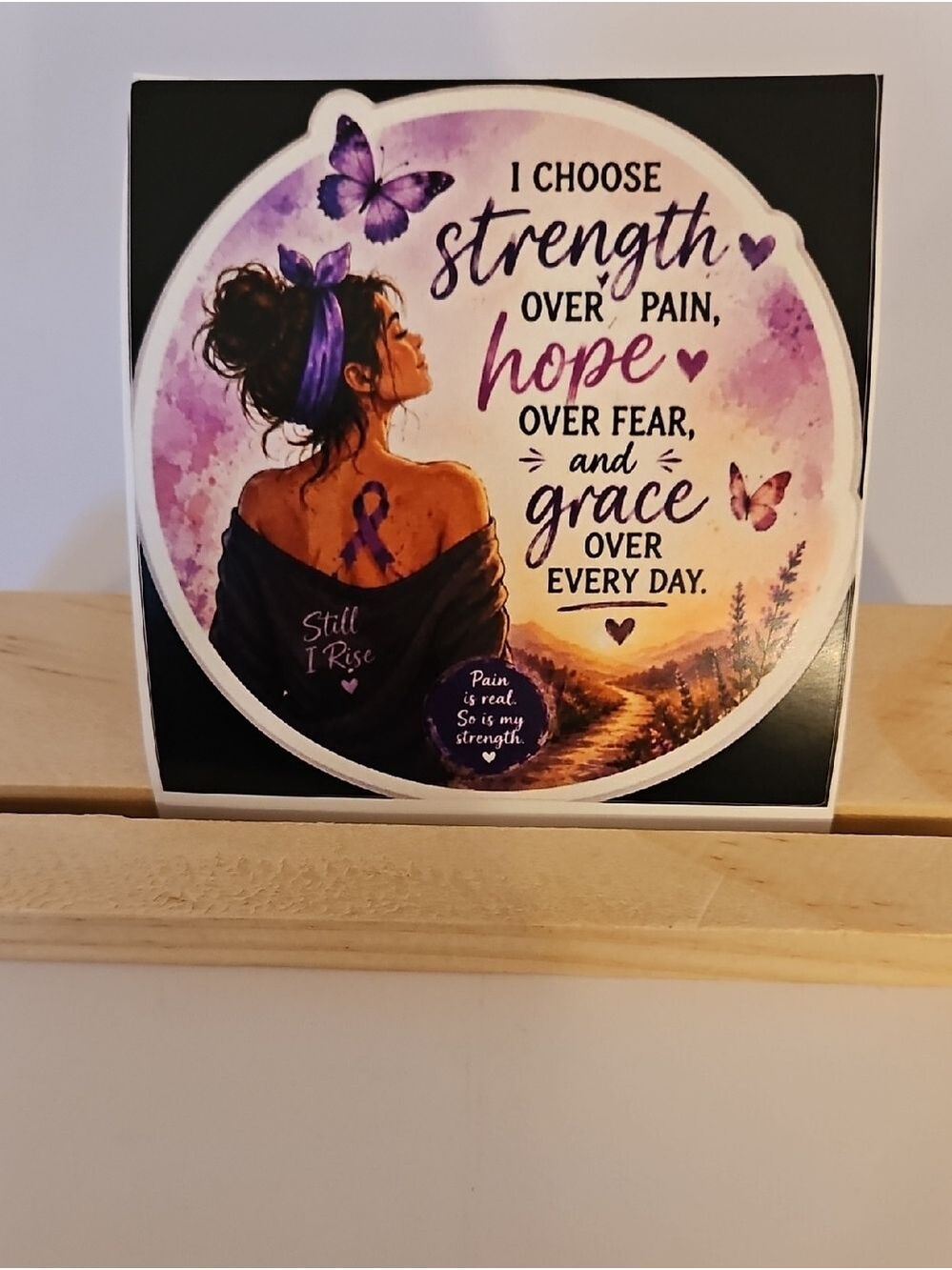 Handmade Chronic Pain Warrior Vinyl Sticker Hope Over Fear Purple Butterfly 3x3 - Picture 5 of 17